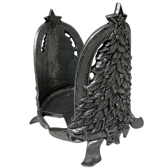 Carson Pewter Christmas Tree Candle Jar Holder Vintage 1997 Holiday Decor - Picture 5 of 10